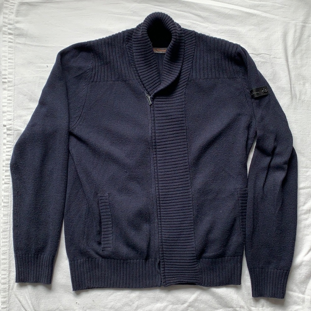 Ben Sherman Shawl Collar Zip Cardigan Sweater, XL